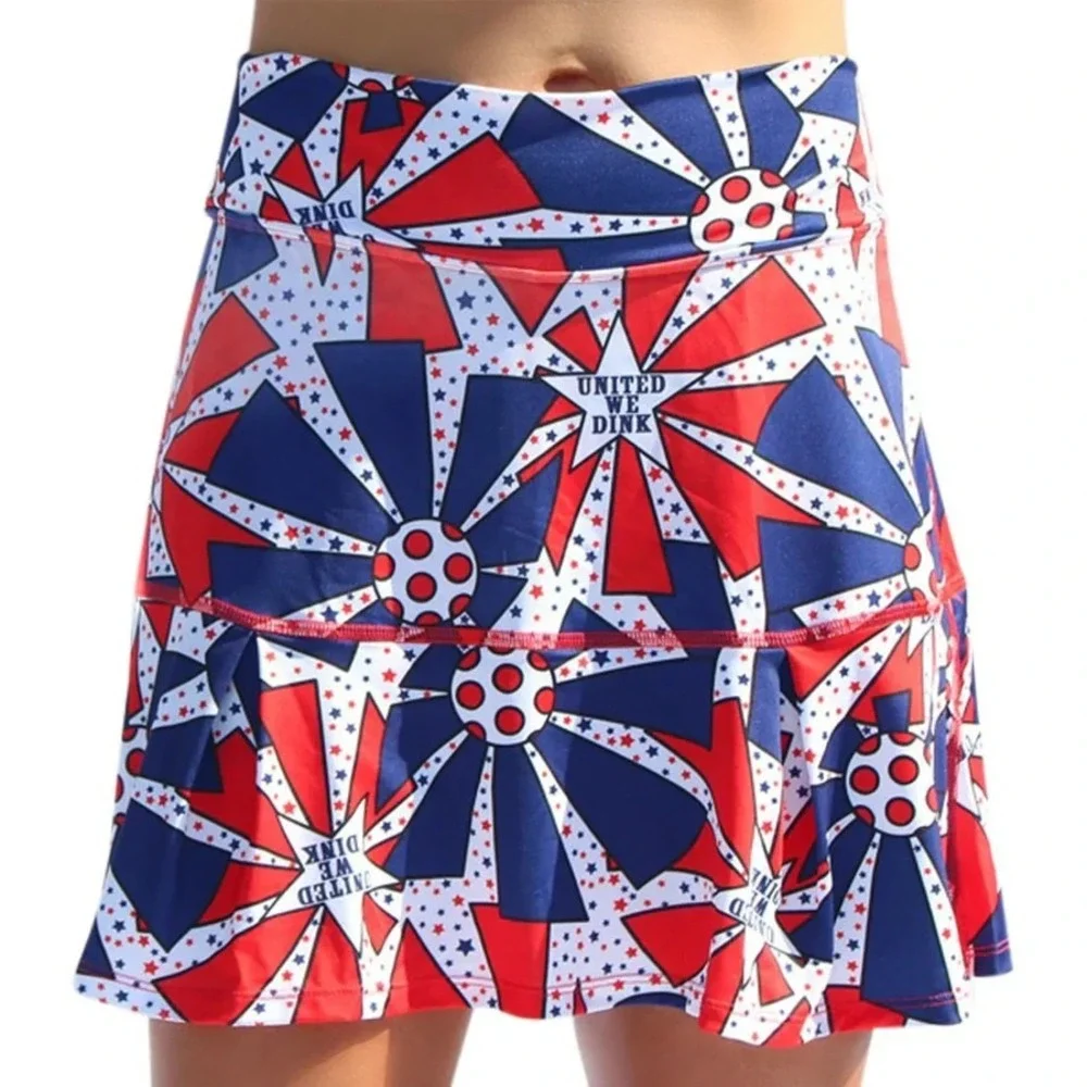 Pickleball Bella Drop Pleat Skort Women's 2 Red/White/Blue NWT